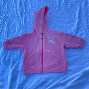 ROOTS ATHLETICS BALLET PINK GLITTER LOGO BABY HOODIE SIZE 3/6 MONTHS